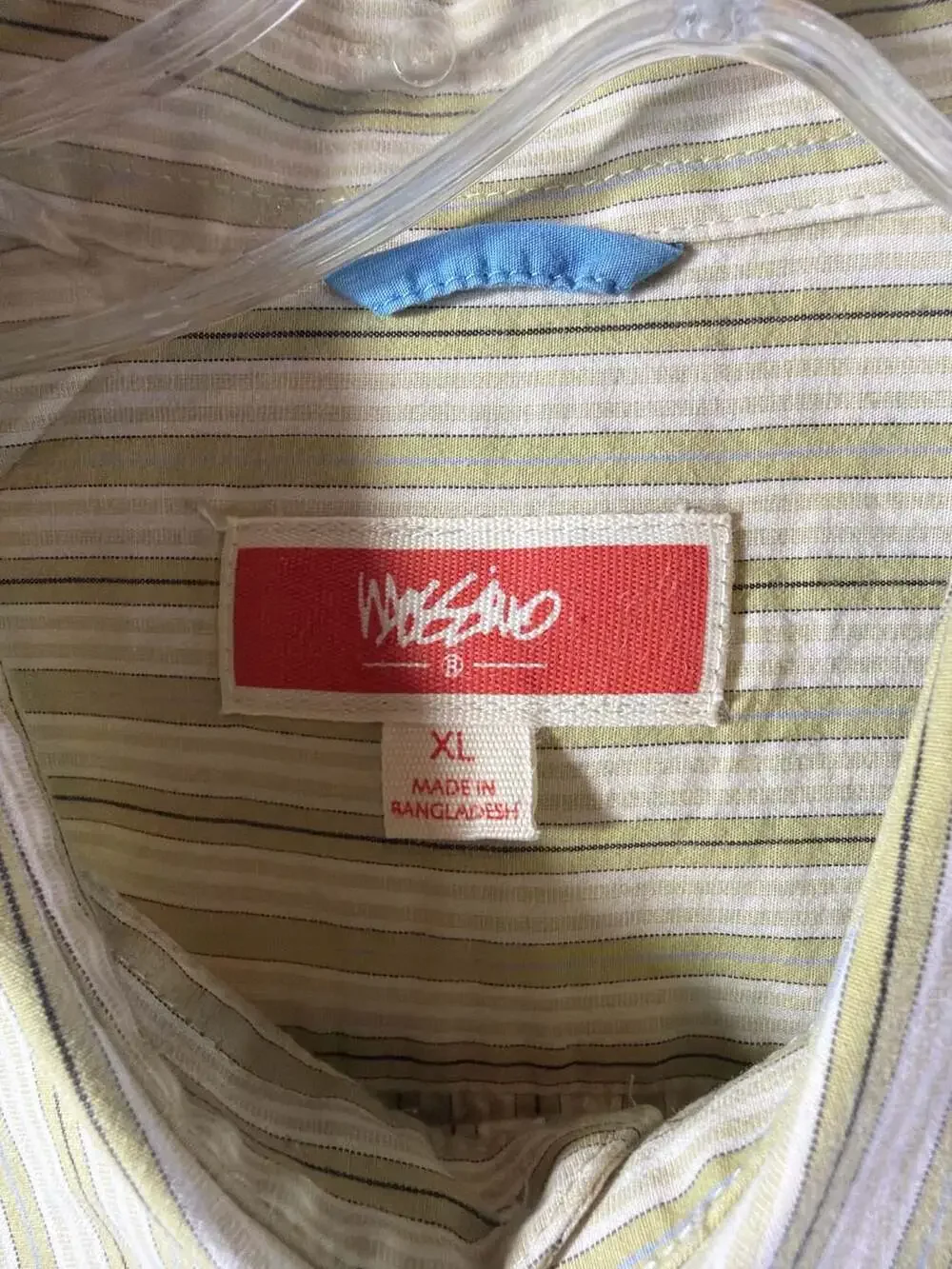 Mossimo Short Sleeve Button-Down Shirt Yellow and Green Vertical Stripe